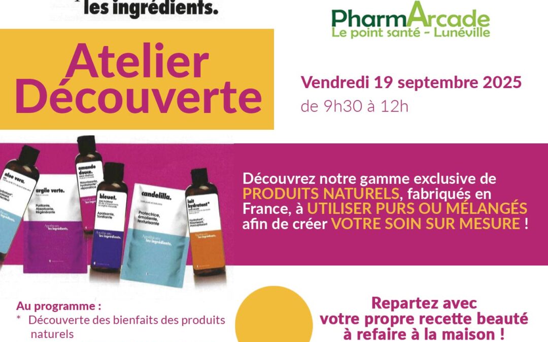 ATELIER DÉCOUVERTE – A ne pas manquer